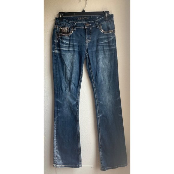 Grace Denim - Grace Women's western boot cut embellished jeans size 30 (see flaws)